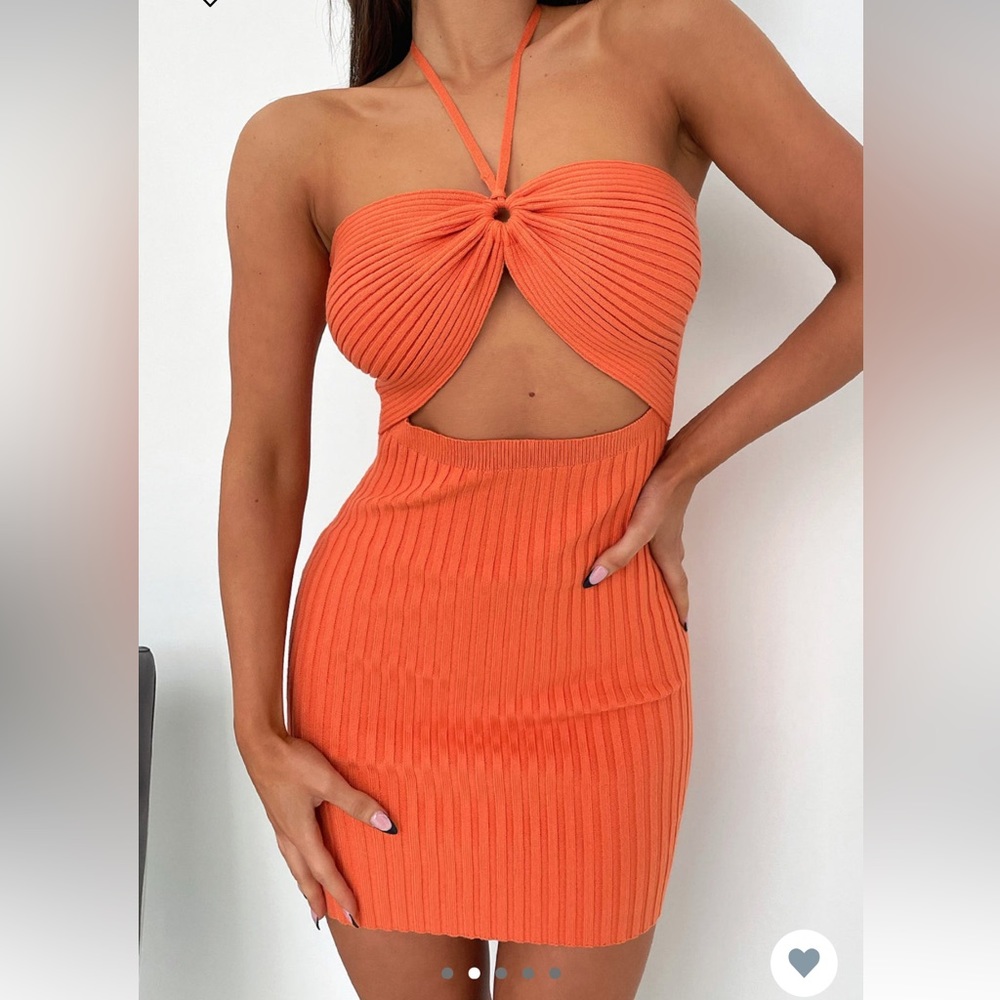 ORANGE CUTOUT MINI DRESS